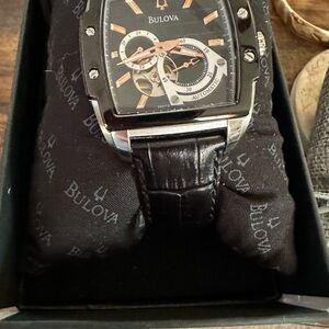 Bulova Elegant Black and Silver Timepiece